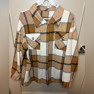 Plaid Button-Up Shirt Jacket